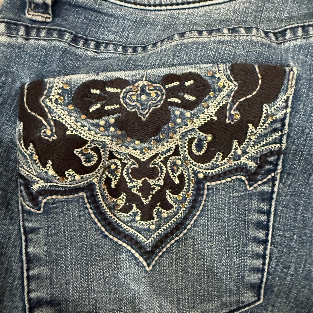 New York & Company Blue Jeans with Black Embroidery